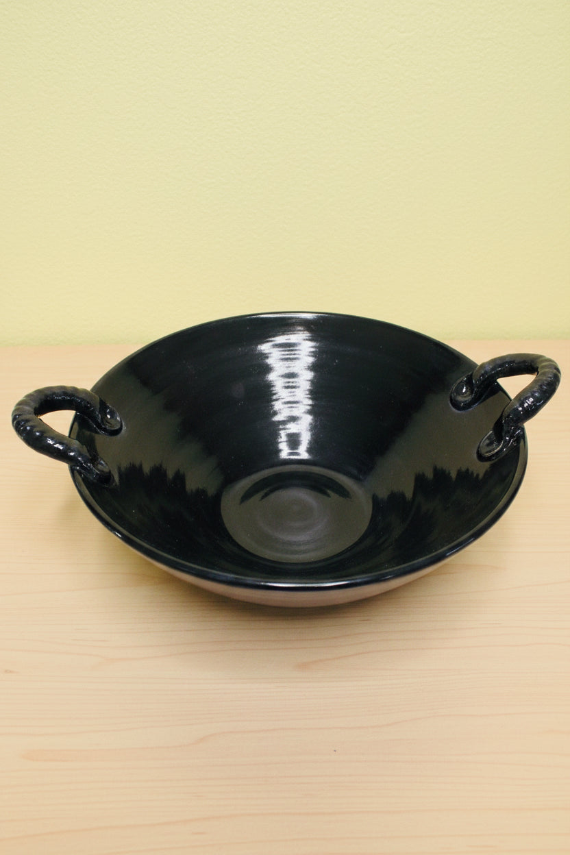 Black and Dark Blue Bowl w/Handles