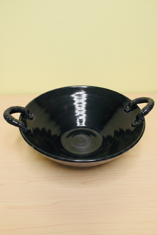 Black and Dark Blue Bowl w/Handles