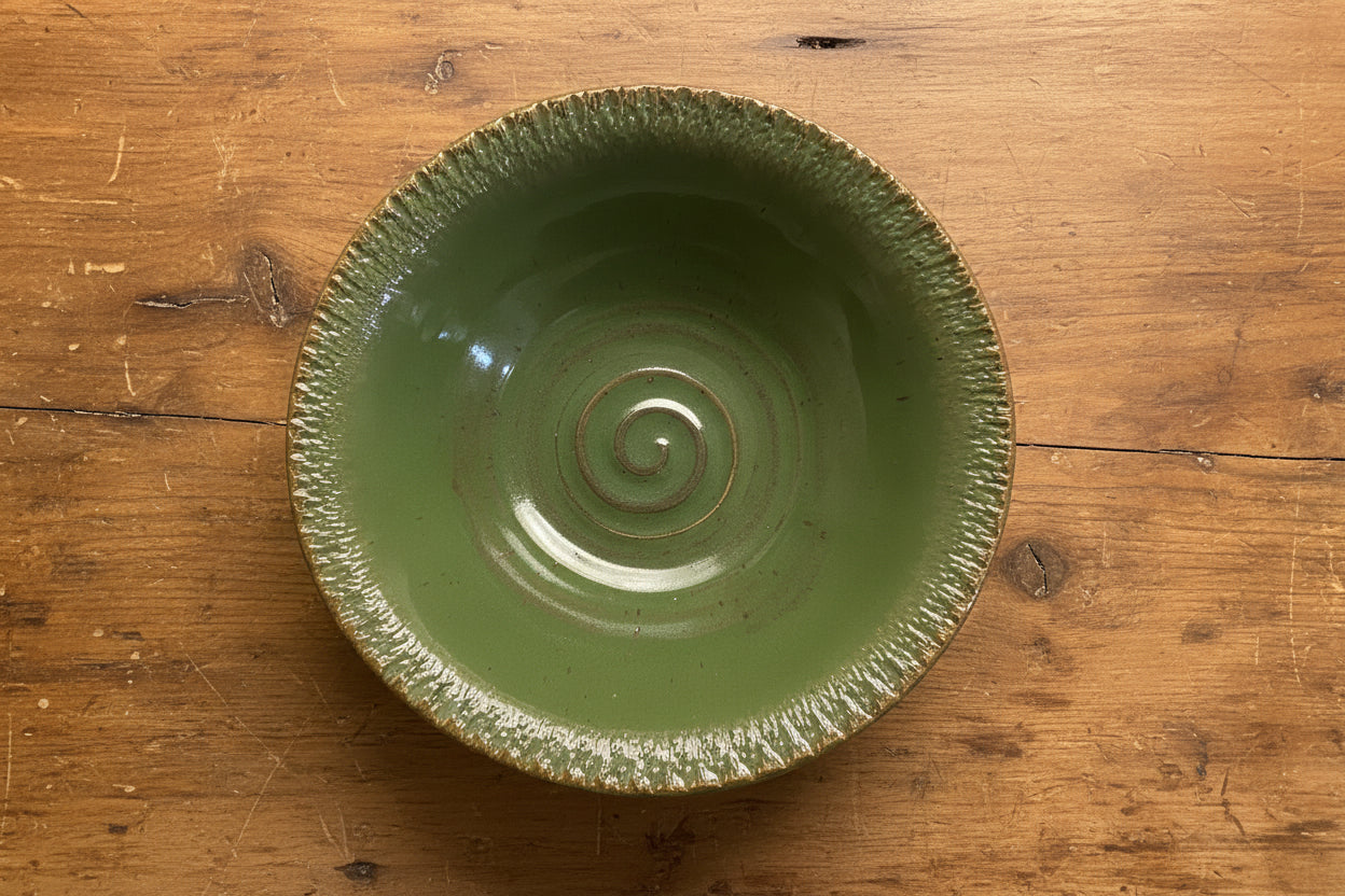 Green Bowl w/Texture Edge